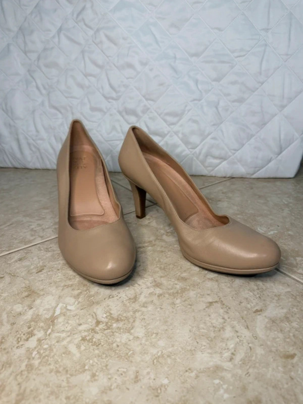 Naturalizer Michelle Tender Taupe Beige Leather Round Toe Comfort Pumps Size 12